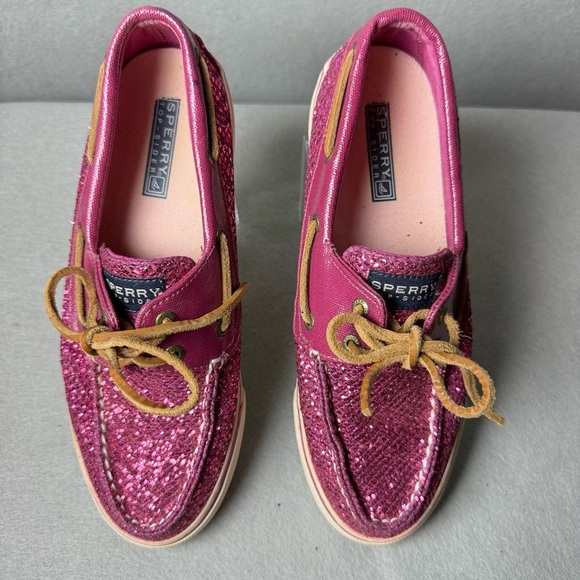 Sperry Topsider Women’s Bahama Raspberry Pink Glitter Shoes size 8M - Picture 4 of 14